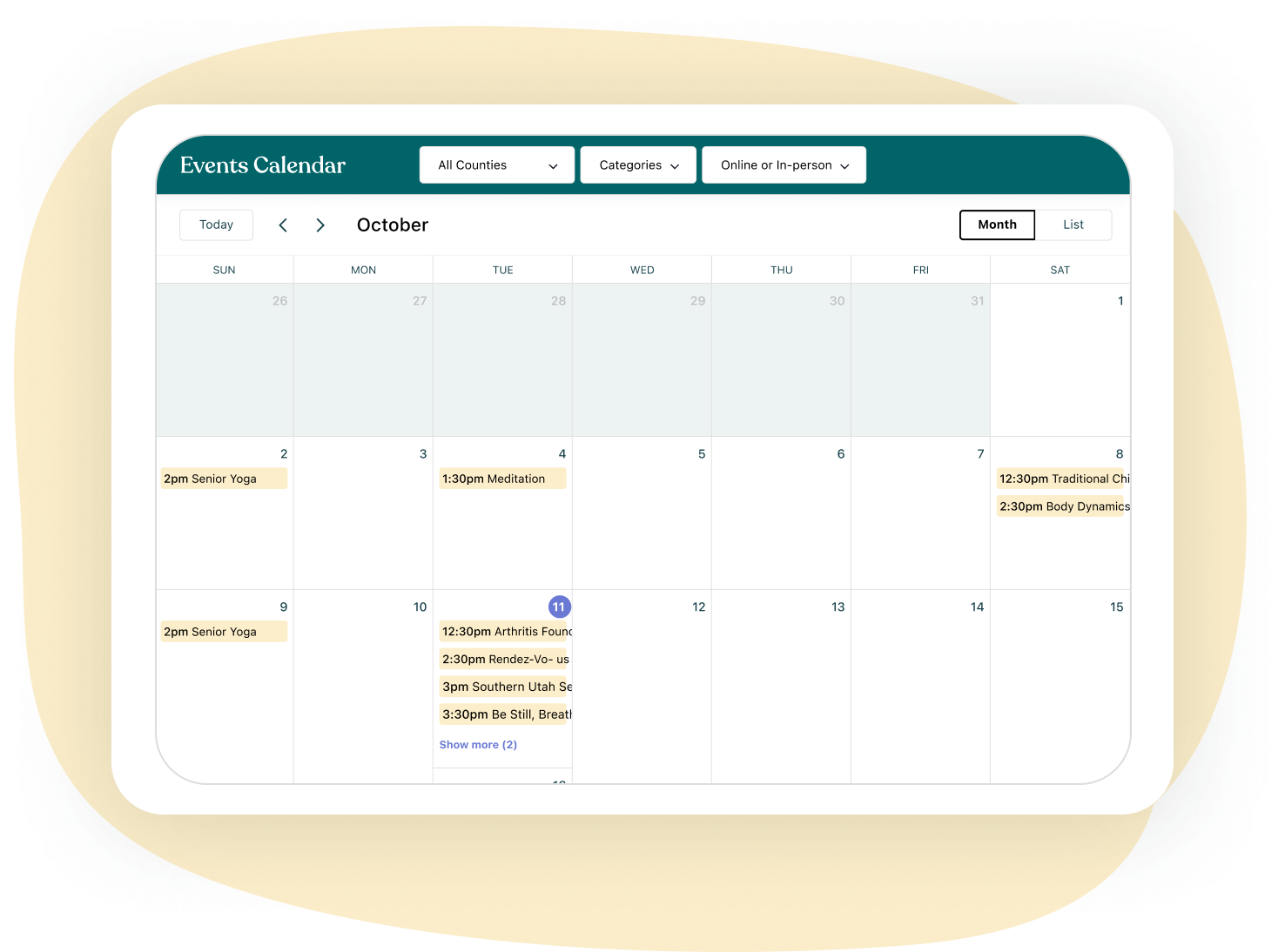 Illustration of event management dashboard