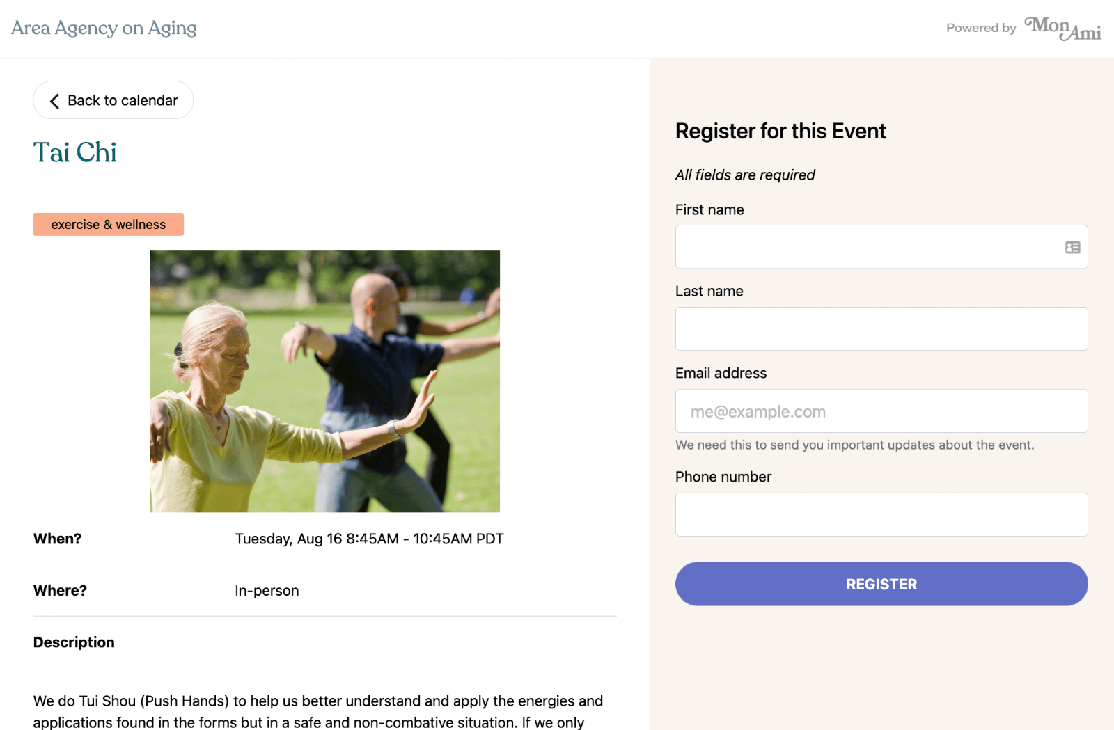 Mon Ami's registration system